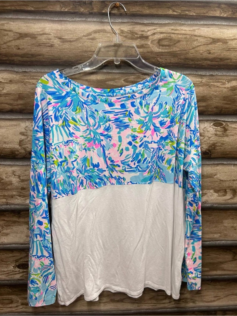 Lilly Pulitzer Pastel Floral Scoop Neck Top - Blue Pink Green